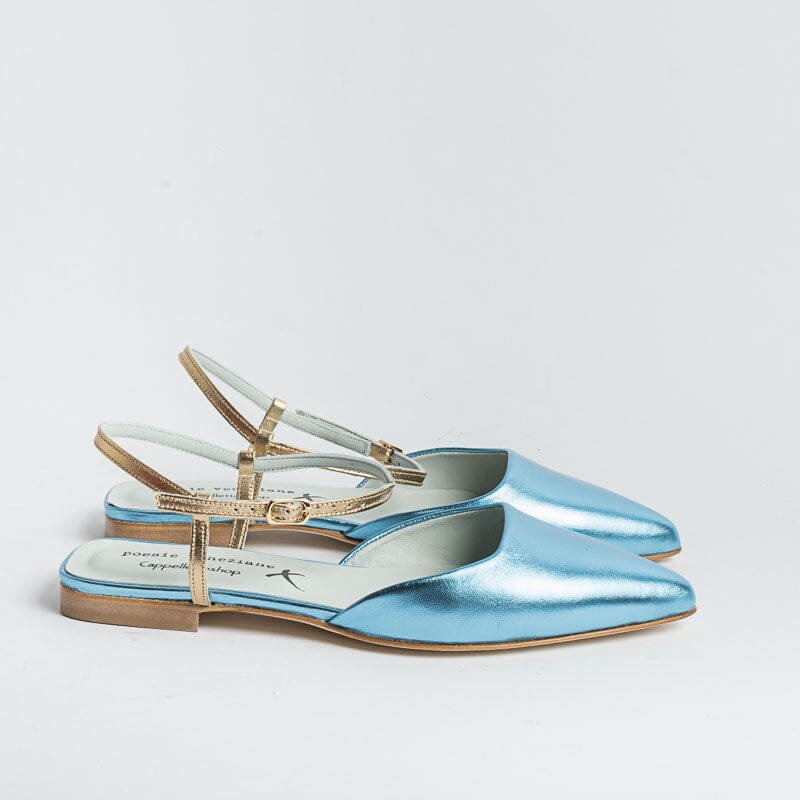 POESIE VENEZIANE - Sling Back - DF34 - Laminato Celeste Scarpe Donna POESIE VENEZIANE