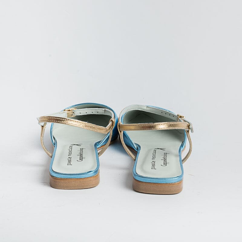 POESIE VENEZIANE - Sling Back - DF34 - Laminato Celeste Scarpe Donna POESIE VENEZIANE