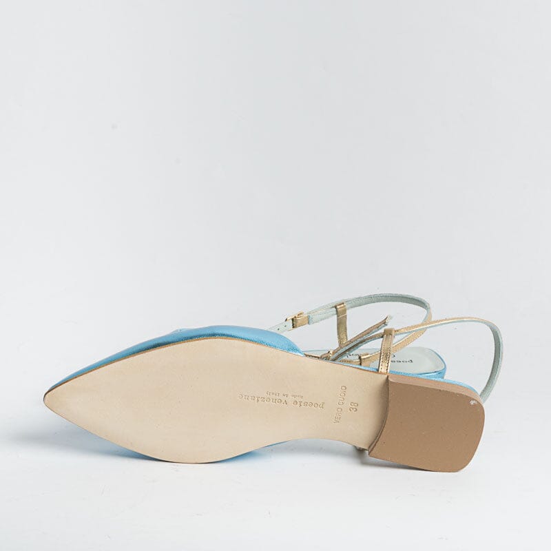 POESIE VENEZIANE - Sling Back - DF34 - Laminato Celeste Scarpe Donna POESIE VENEZIANE