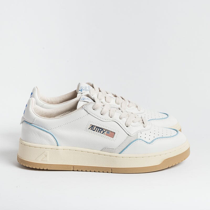 AUTRY AULM CE18- LOW MAN LEAT - Bianco piping Azzurro Scarpe Uomo AUTRY - Collezione uomo