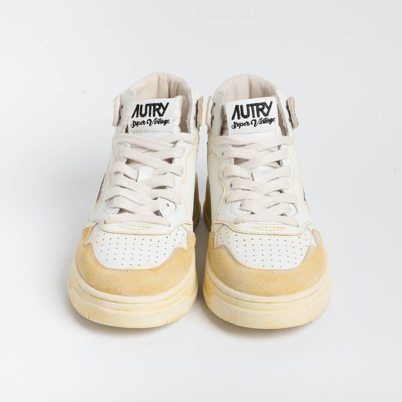AUTRY AVMW YL01 - MID WOM LEAT/LEAT - Super Vintage - Bianco Scarpe Donna AUTRY - Collezione donna