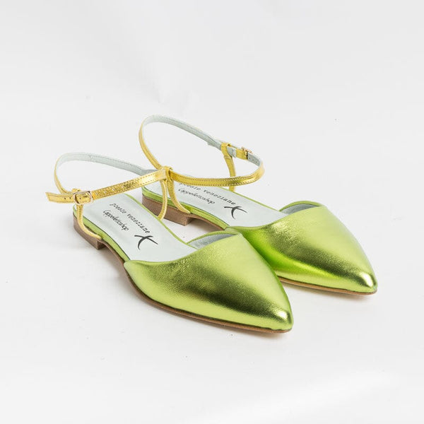 POESIE VENEZIANE - Sling Back - DF34 - Laminato Lime Scarpe Donna POESIE VENEZIANE