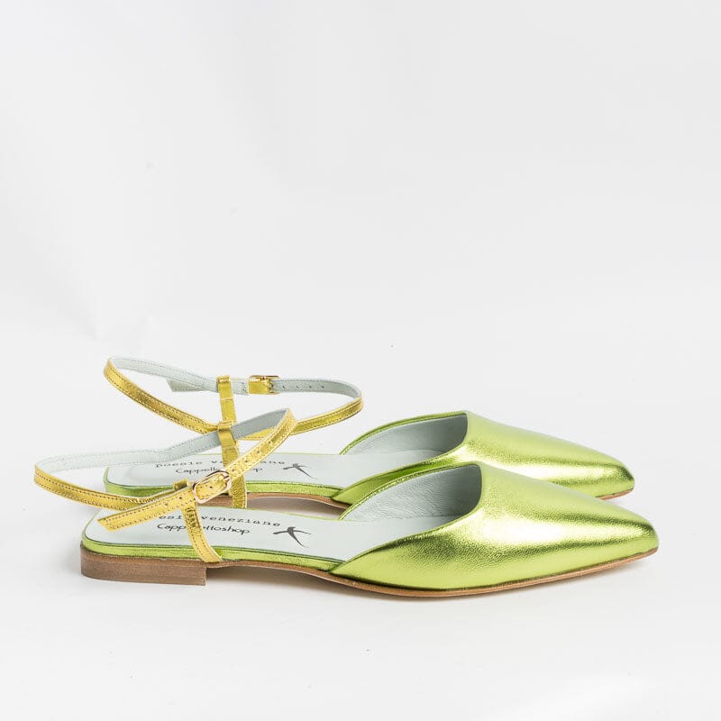 POESIE VENEZIANE - Sling Back - DF34 - Laminato Lime Scarpe Donna POESIE VENEZIANE