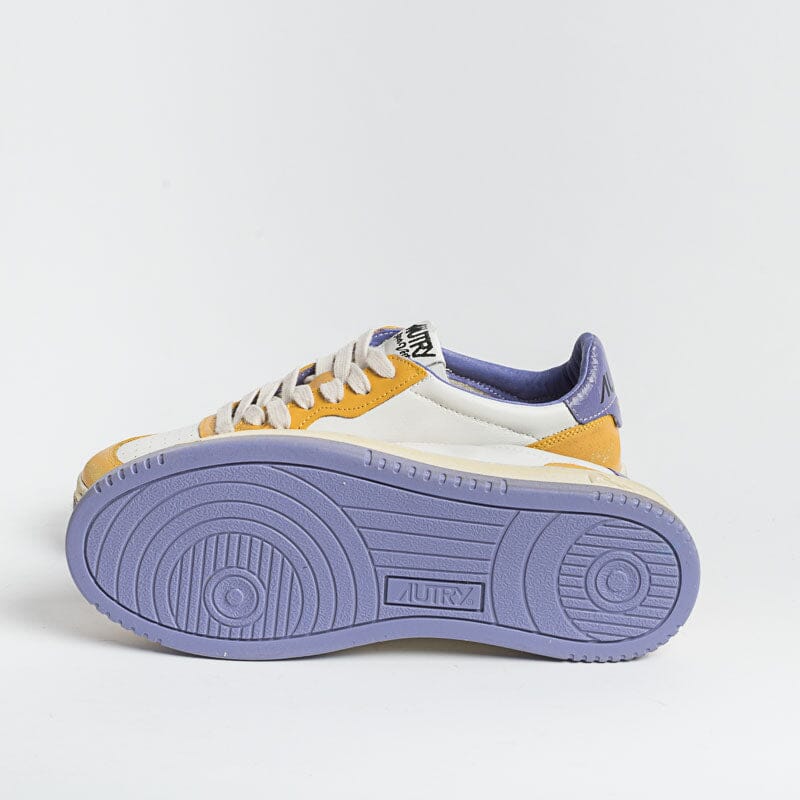 AUTRY - AVLM CL03 - LOW MAN CRACK LEAT VINTAGE - Bianco Giallo Viola Scarpe Uomo AUTRY - Collezione uomo
