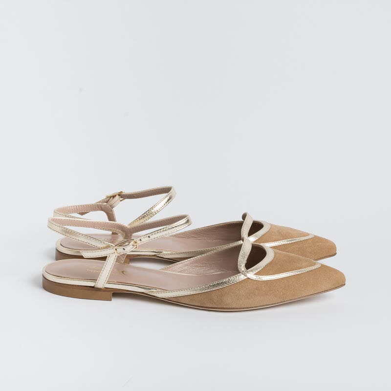CHEVILLE - Sling Back - Naomi - Gold Leather Women's Shoes CHEVILLE