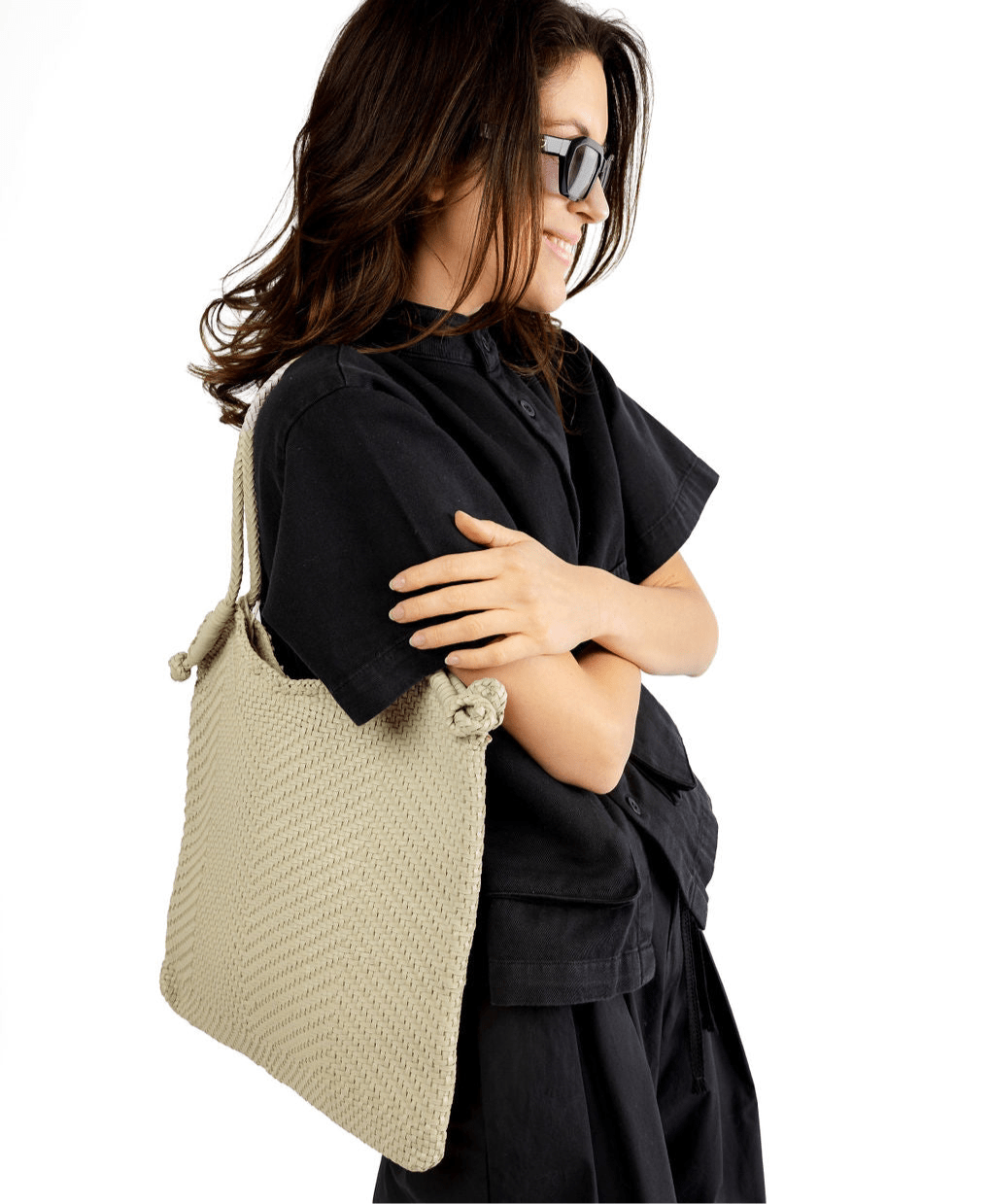 DRAGON DIFFUSION - Borsa a spalla - Minga Tote 8149 - Bianco Perla DRAGON 