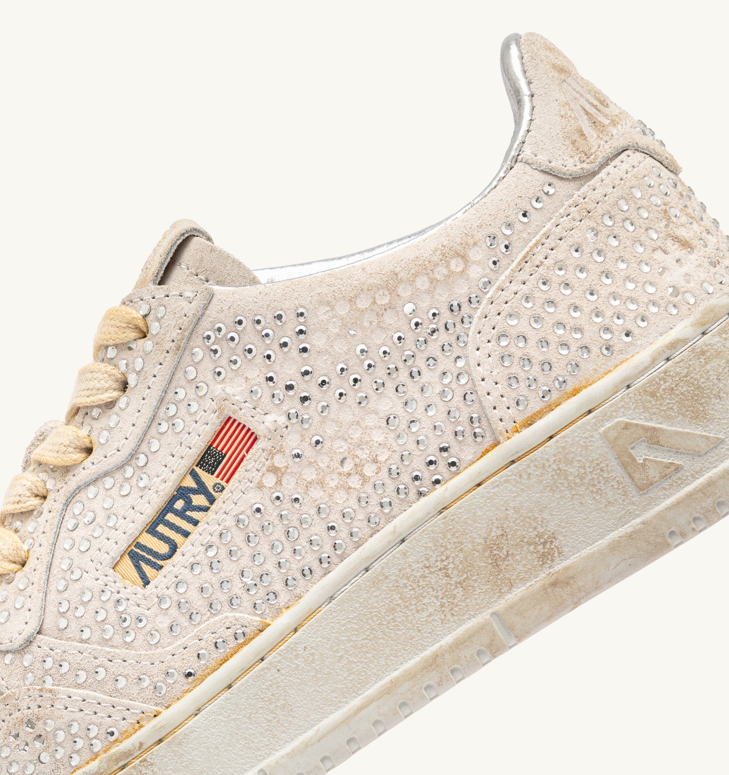AUTRY - AULW NA01 - Sneakers Cristal Medalist - Suede Strass - Bianca Scarpe Donna AUTRY - Collezione donna 