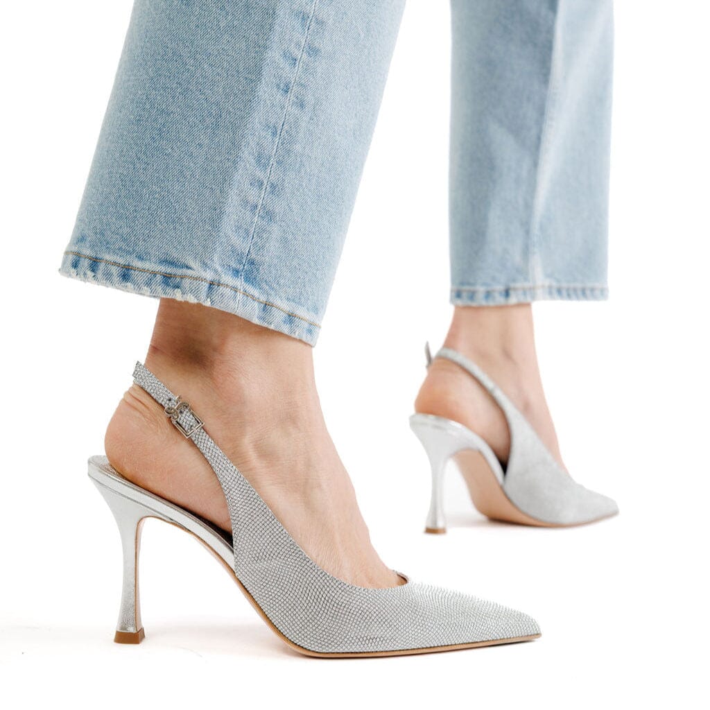 SERGIO LEVANTESI - Sling Back - DARIA - Argento Microstar Scarpe Donna SERGIO LEVANTESI 