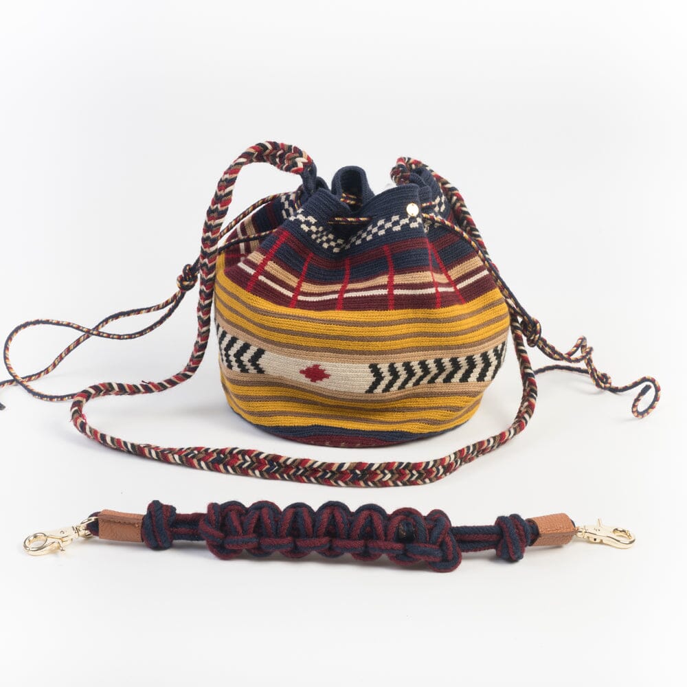 GUANABANA - Secchiello - 0063-3386-085 Mitra Macrame Strap - Blu Ocra Borse GUANABANA 