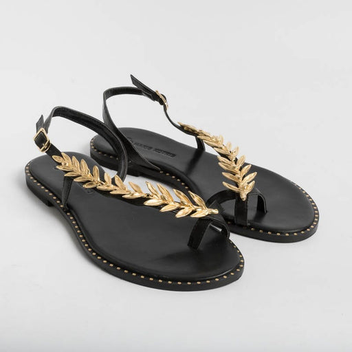 MAKIS KOTRIS - Low thong sandals K870 - Black Women's Shoes MAKIS KOTRIS
