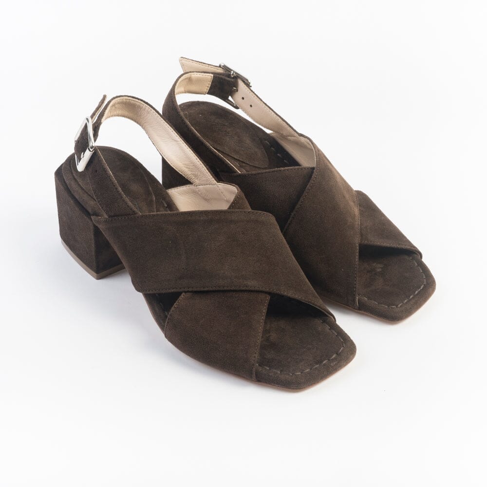 ANNA F. - Sandali con Tacco - 3725 - Velour Marrone Scarpe Donna Anna F. 