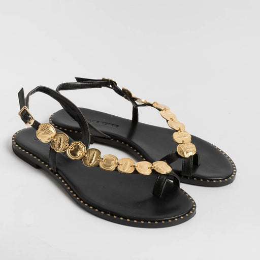 MAKIS KOTRIS - Low thong sandals K850 - Black Women's Shoes MAKIS KOTRIS