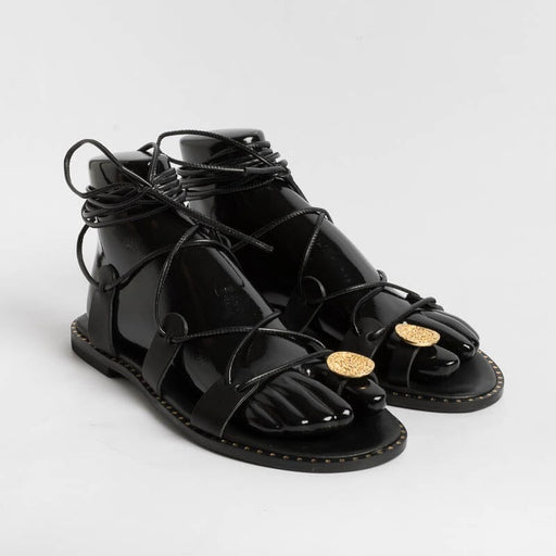 MAKIS KOTRIS - Flat thong sandals 04-306 - Black Shoes Woman MAKIS KOTRIS