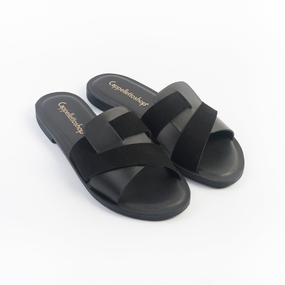 CappellettoShop - Sandali Bassi - 501 - Vitello Nero Scarpe Donna CAPPELLETTO 1948 