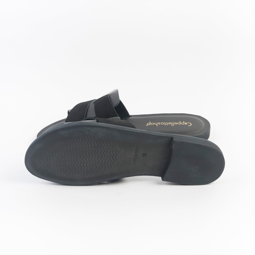 CappellettoShop - Sandali Bassi - 501 - Vitello Nero Scarpe Donna CAPPELLETTO 1948 