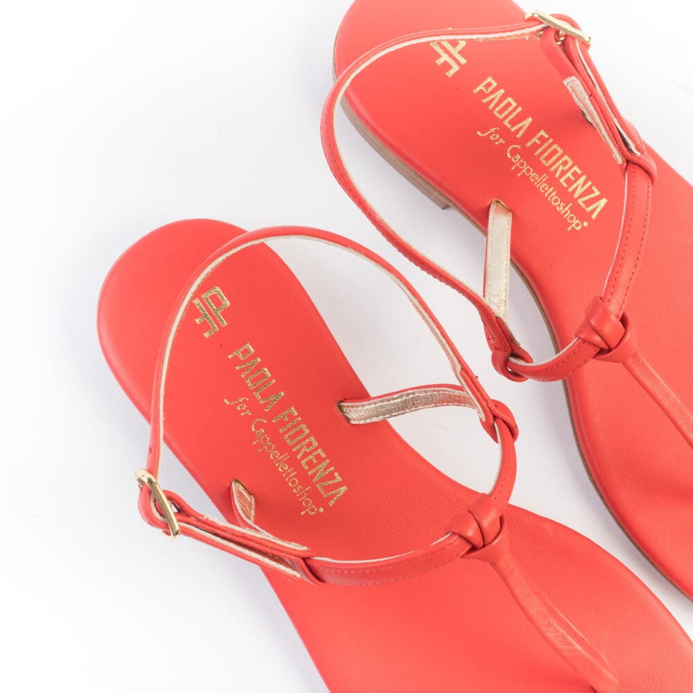 PAOLA FIORENZA - Sandali Bassi - Nodino - Corallo Scarpe Donna PAOLA FIORENZA 