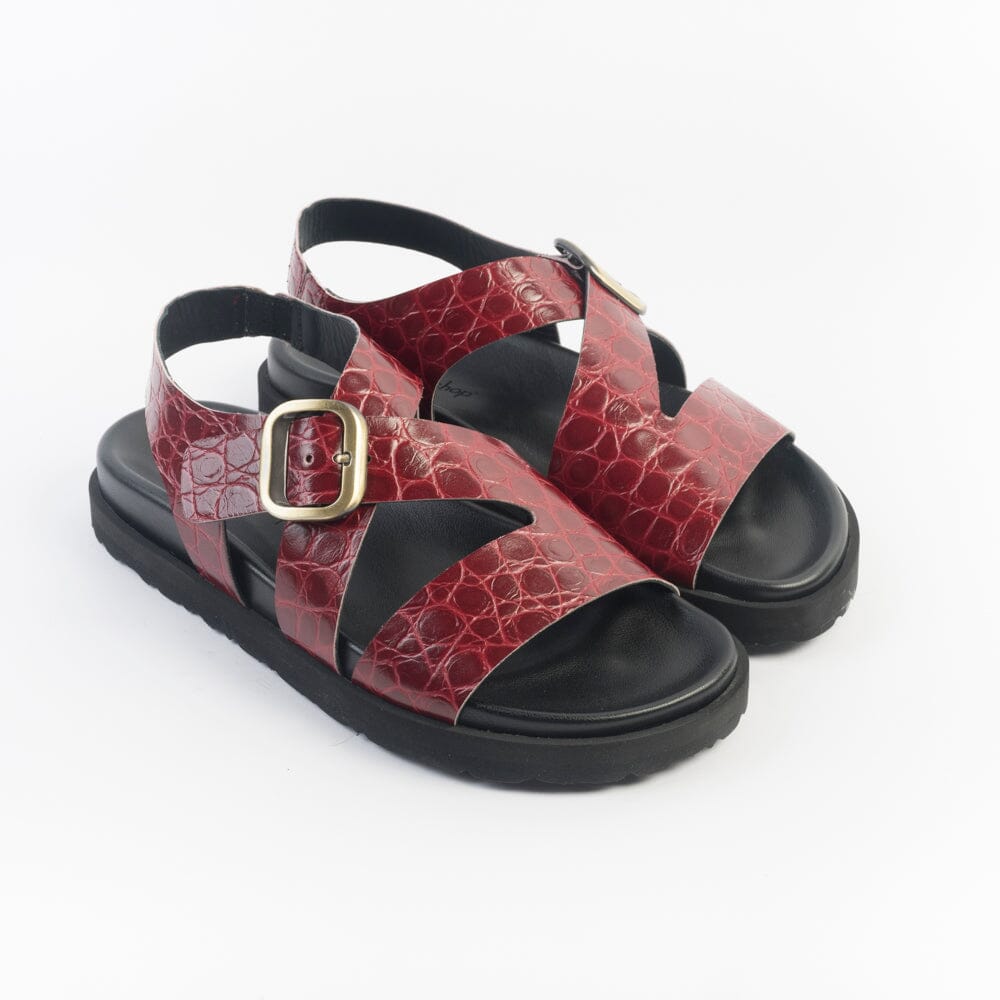 CappellettoShop - Sandali Bassi - 214 - Cocco Rosso Scarpe Donna CAPPELLETTO 1948 