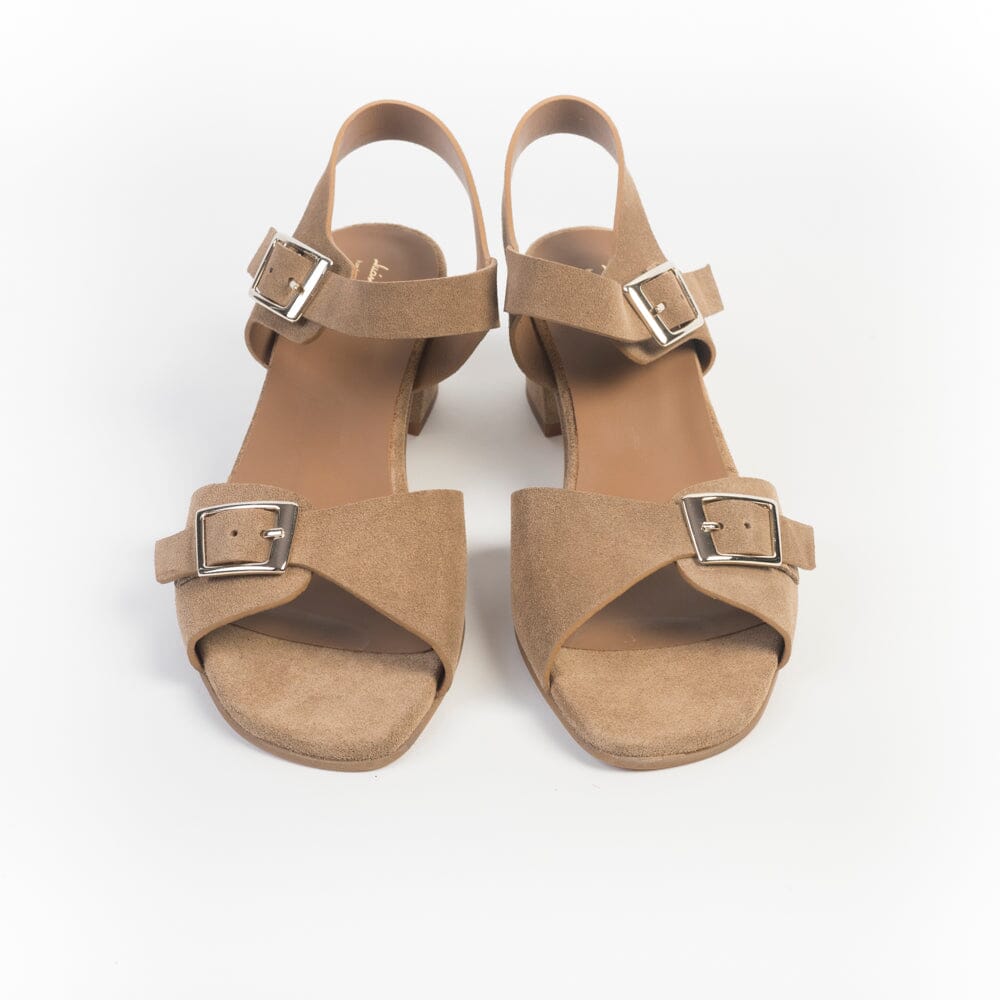 JUAN LACARCEL - Sandali con Tacco - X2545 - Santa Cruz - Camoscio Cuoio Scarpe Donna JUAN LACARCEL - Collezione Donna 