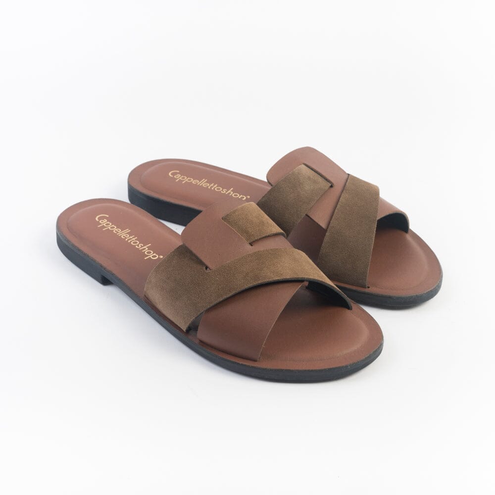 CappellettoShop - Sandali Bassi - 501 - Castagna Moka Scarpe Donna CAPPELLETTO 1948 