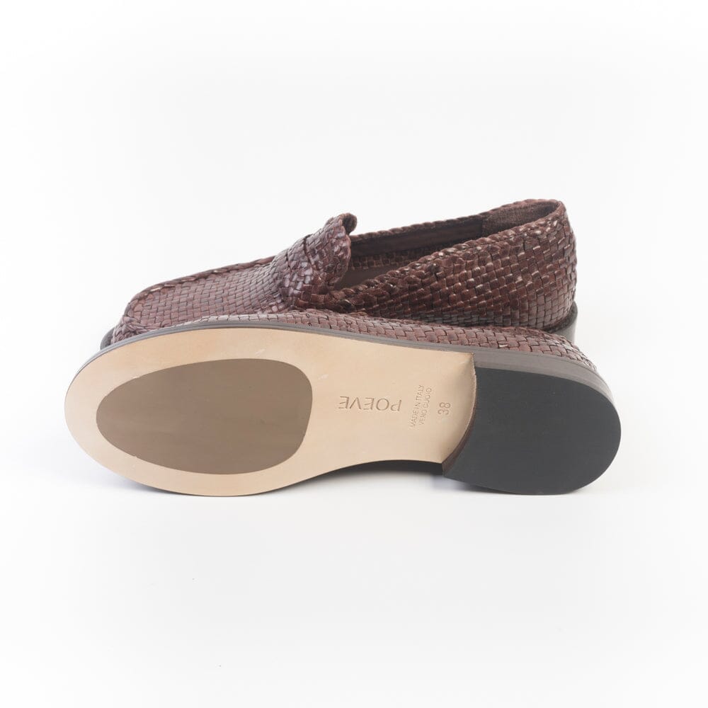 POEVE - Mocassino - SPG32 - Pelle Marrone Intreccio Scarpe Donna POESIE VENEZIANE 