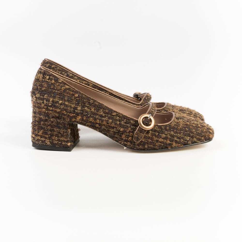 CHEVILLE - Mary Jane - Nives - Tessuto Rush Cacao Scarpe Donna CHEVILLE 