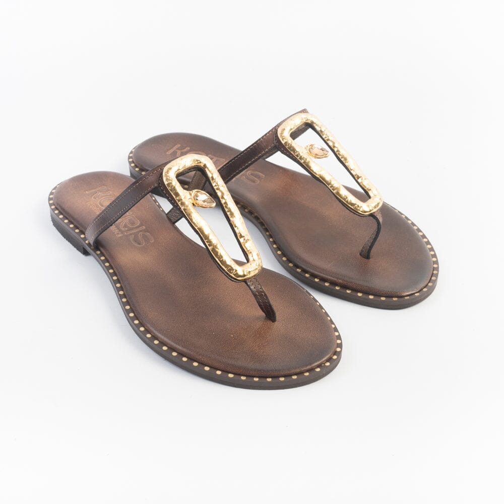 MAKIS KOTRIS - Sandali Bassi 02-310 - Chocolate Scarpe Donna MAKIS KOTRIS 