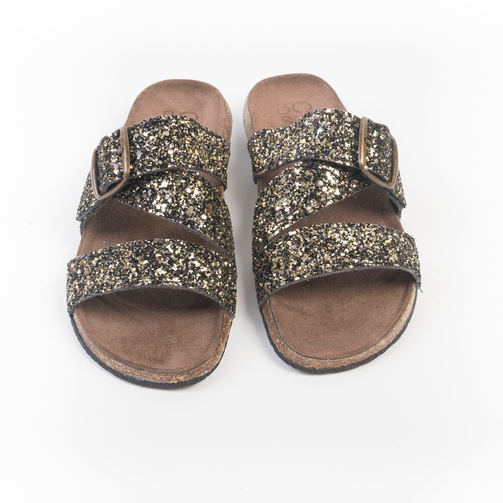 BOSABO - Sandali bassi - 486 - Glitter Nero Oro Scarpe Donna BOSABO 