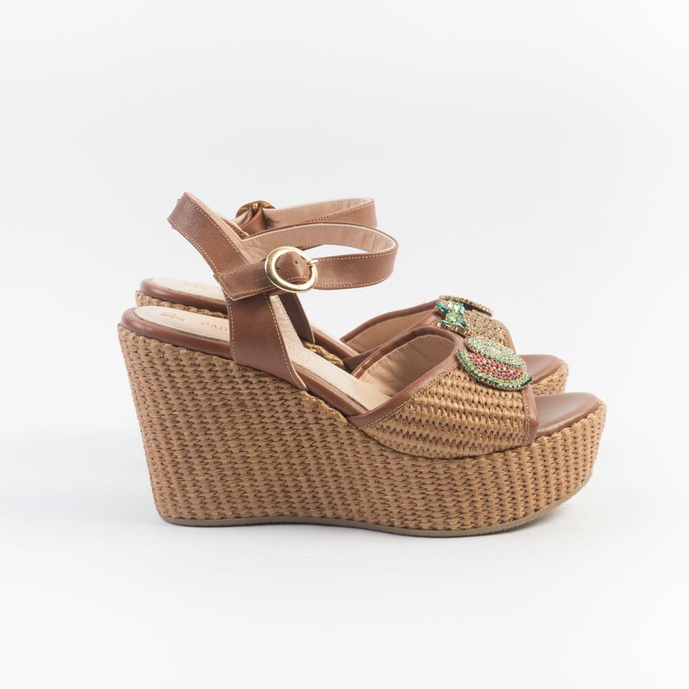 PAOLA FIORENZA - Sandali con zeppa - SS24232 - Rafia cuoio Scarpe Donna PAOLA FIORENZA 