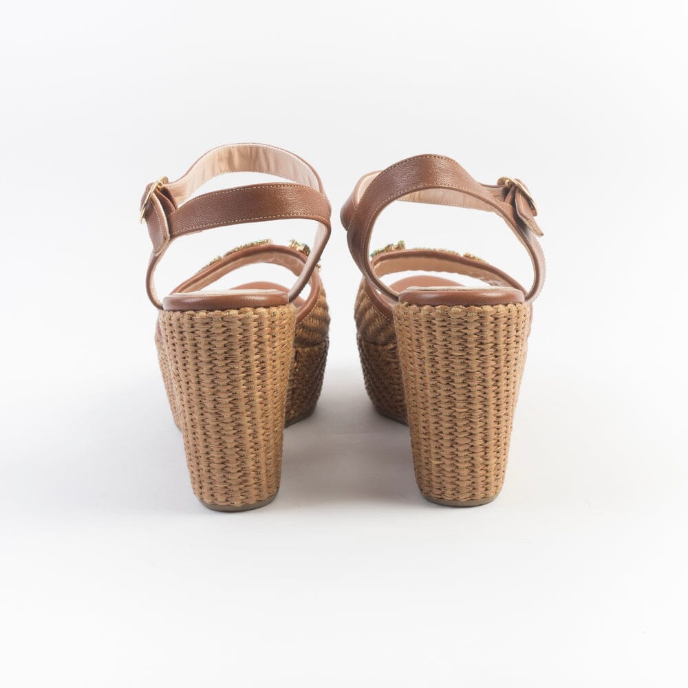 PAOLA FIORENZA - Sandali con zeppa - SS24232 - Rafia cuoio Scarpe Donna PAOLA FIORENZA 