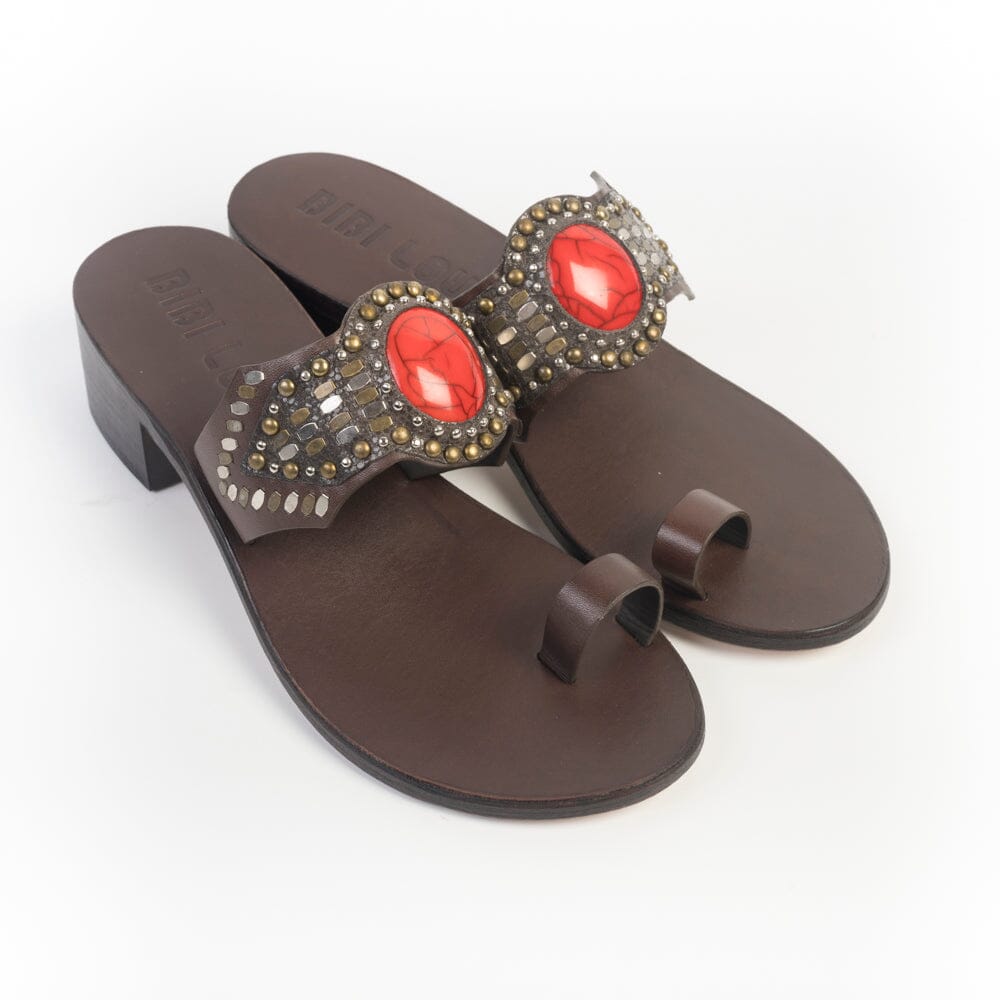 BIBI LOU - Mules - 979Z88KW - Pelle testa di moro corallo Scarpe Donna BIBI LOU 