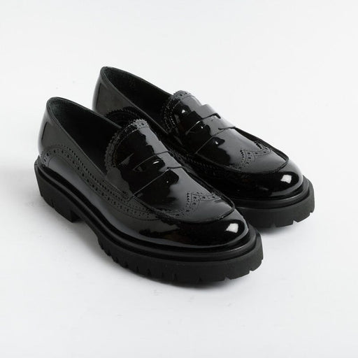 ANNA F - Loafer - 1498 - Patent - Black Women's Shoes Anna F.