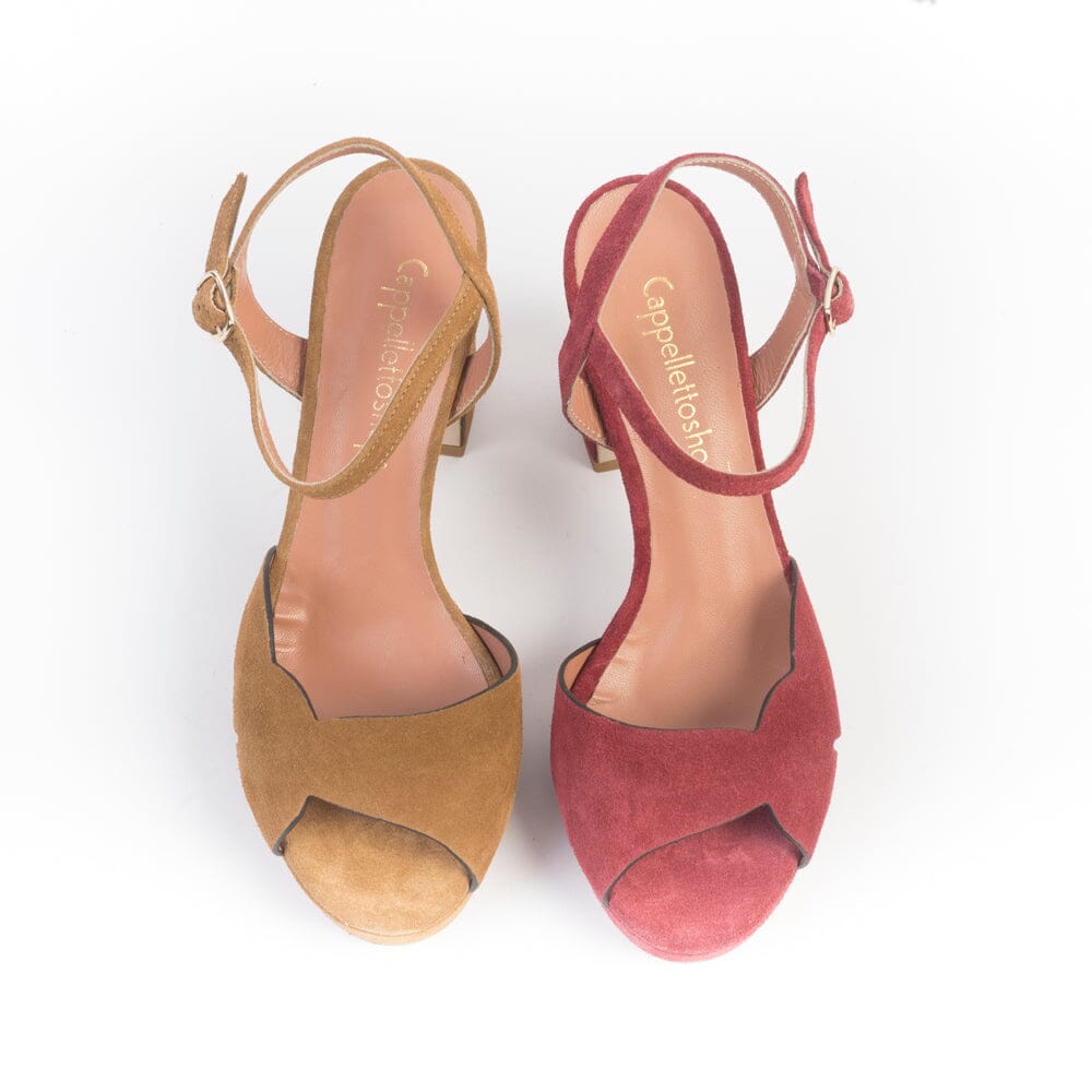 CappellettoShop - Sandali con Tacco - 6261K - camoscio Whisky Scarpe Donna CappellettoShop 