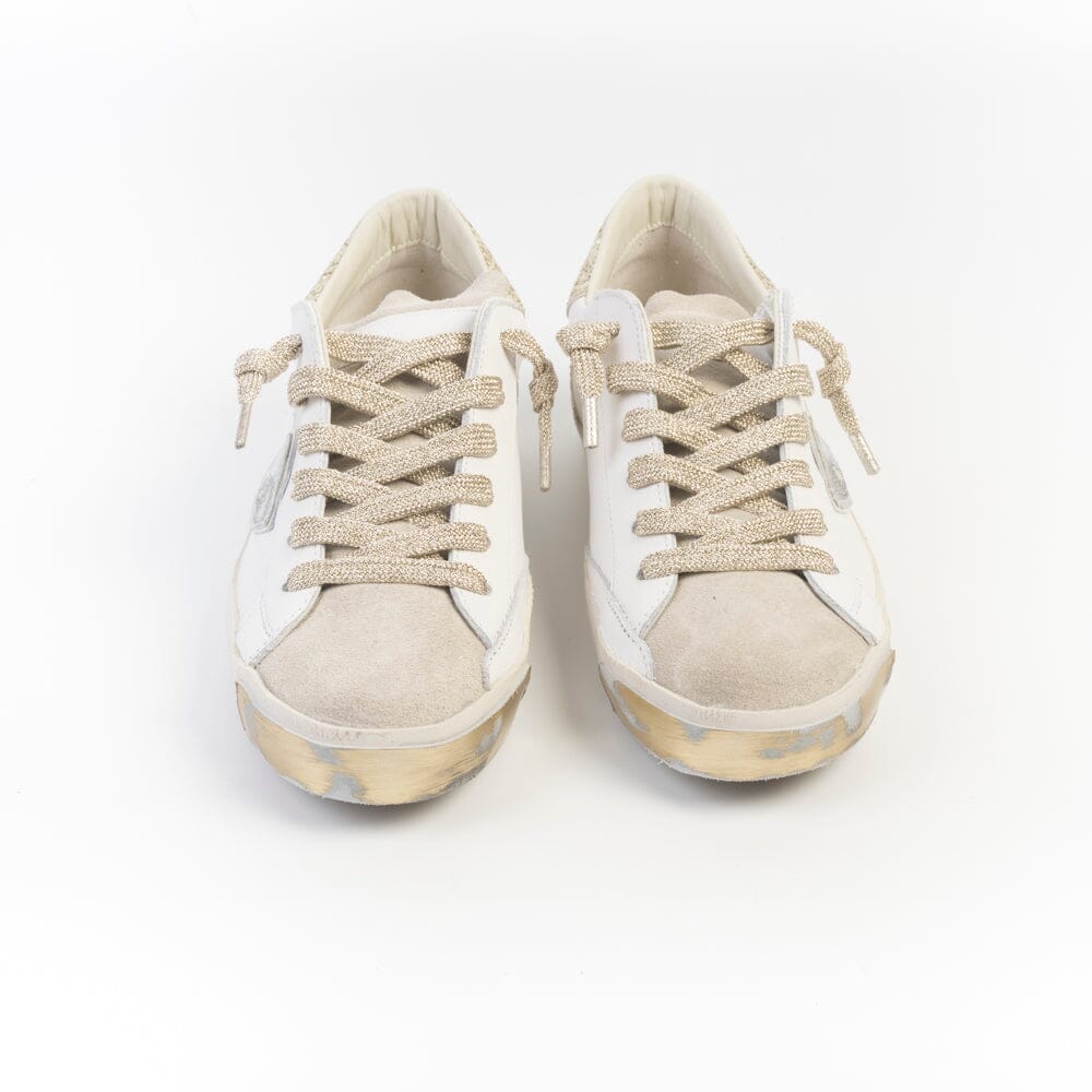 PHILIPPE MODEL - Sneakers - PRLD VGX2 - Bianco Glitter Oro Scarpe Donna Philippe Model Paris 