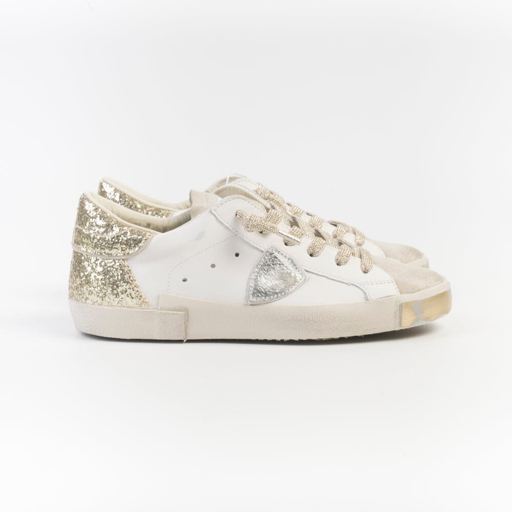PHILIPPE MODEL - Sneakers - PRLD VGX2 - Bianco Glitter Oro Scarpe Donna Philippe Model Paris 