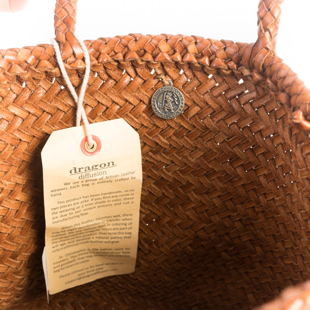 DRAGON DIFFUSION - Borsa intrecciata - GRACE - 8813 - Tan Cuoio