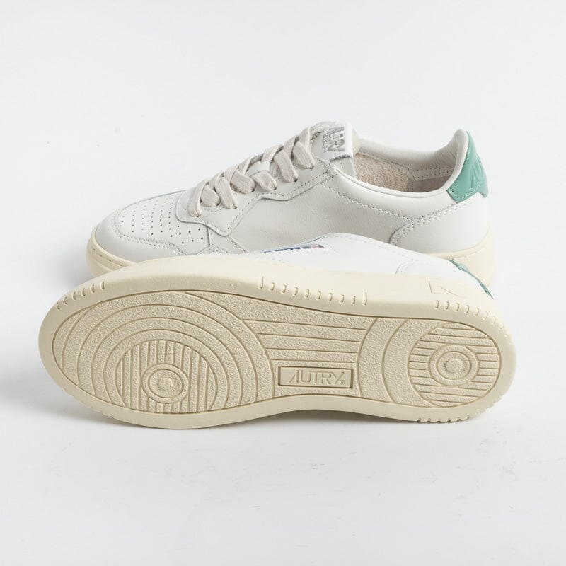 AUTRY - AULW LL56 - Sneakers LOW WOM ALL LEAT - Bianco Verde Malachite Scarpe Donna AUTRY - Collezione donna 