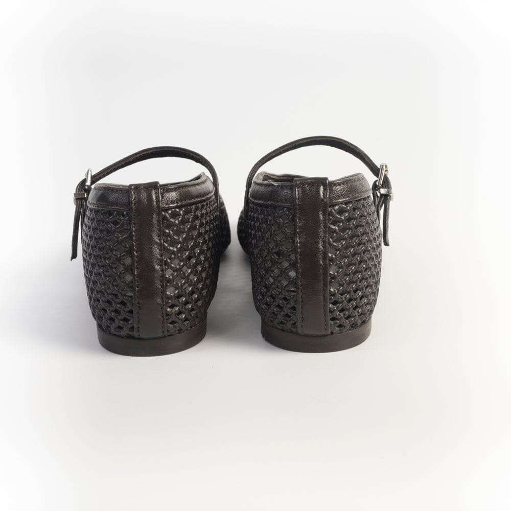 POEVE - Mary Jane - PBAL63 - Traforato Caffè Scarpe Donna POESIE VENEZIANE 