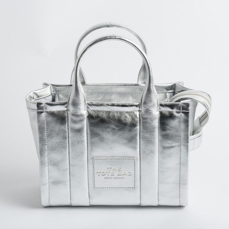 MARC JACOBS - 2F3HTT004H01-040 - The Leather Small Tote Bag - Silver Borse Marc Jacobs 