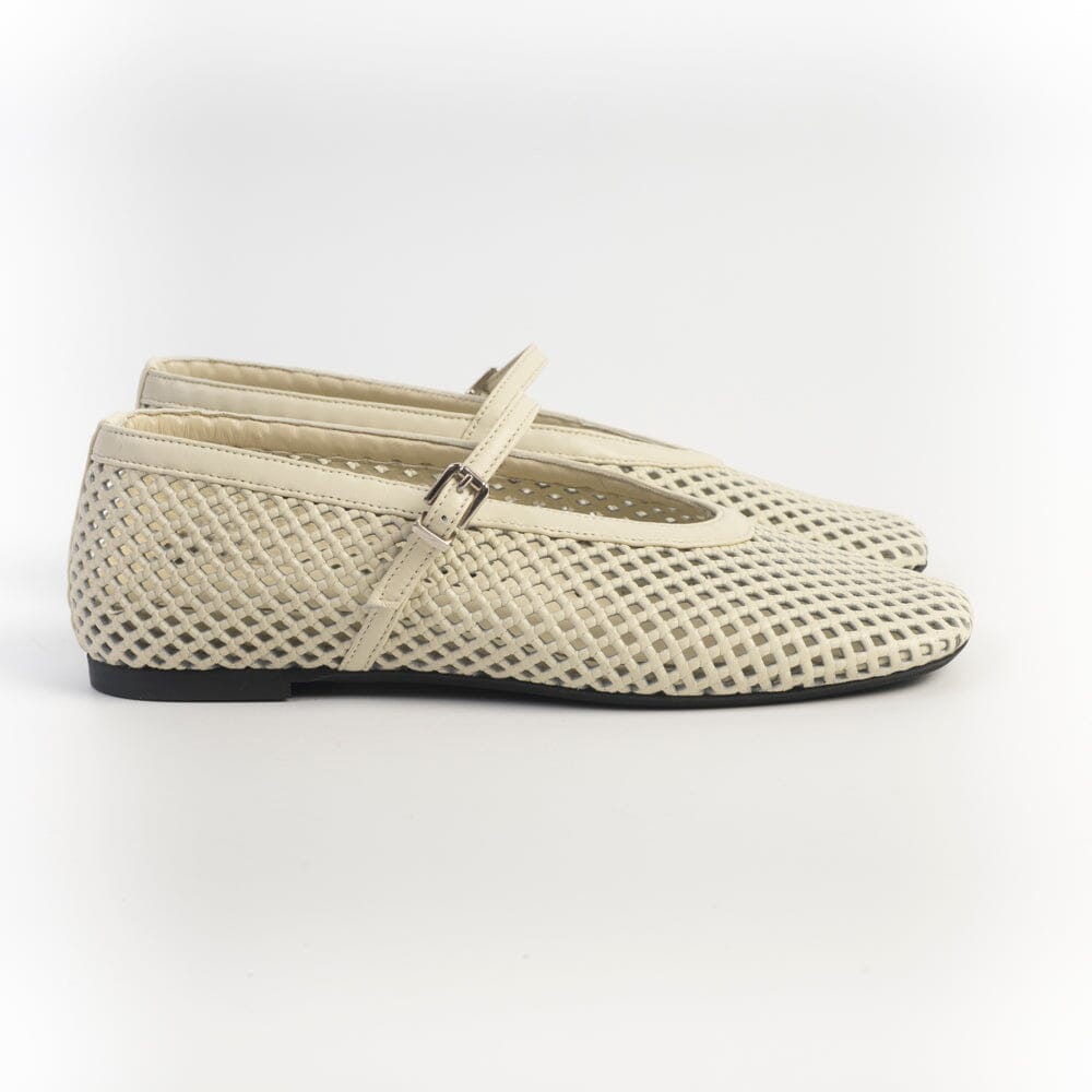 POEVE - Mary Jane - PBAL63 - Traforato Avorio Pergamena Scarpe Donna POESIE VENEZIANE 