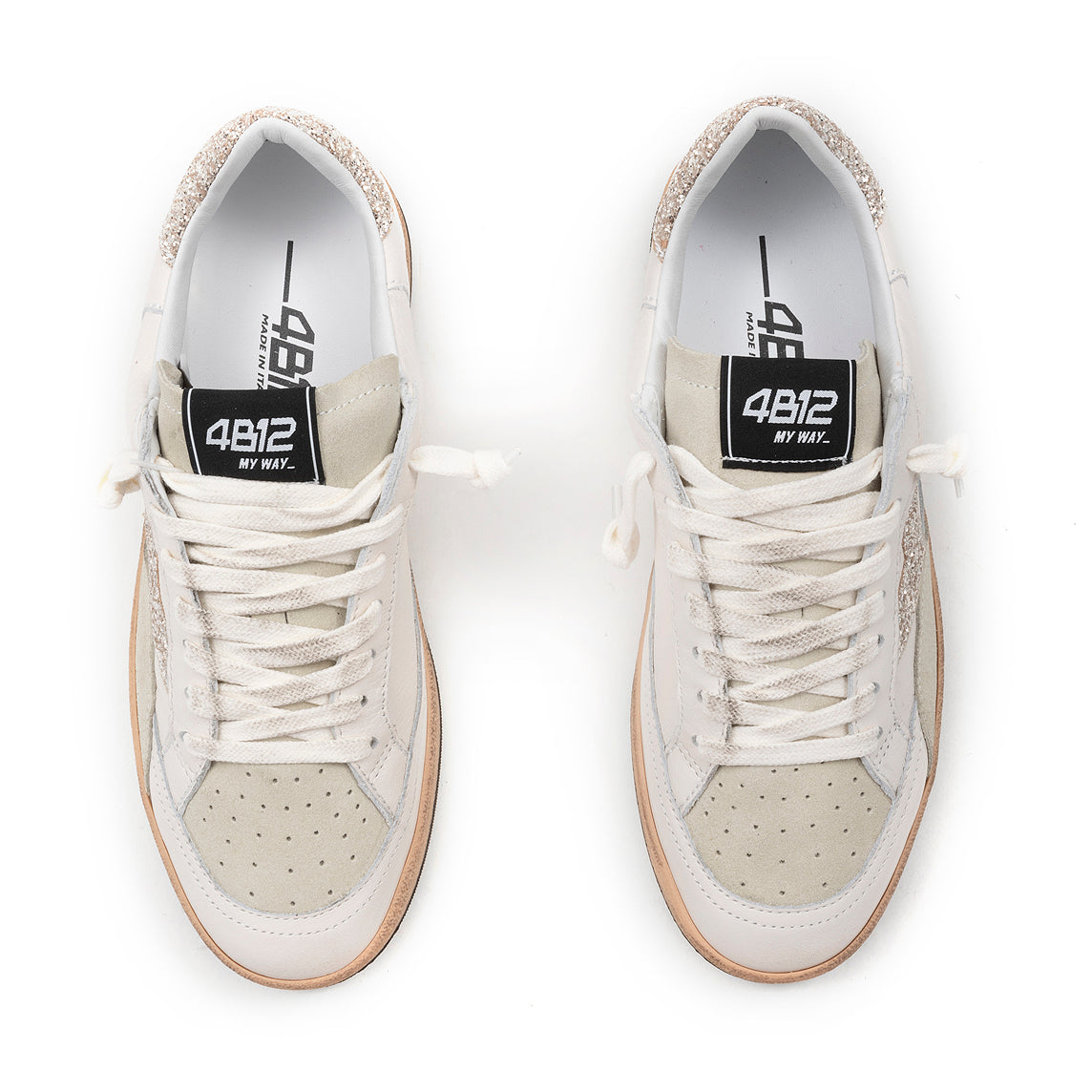 4B12 - Sneakers - Playnew D2042 - White/Gold