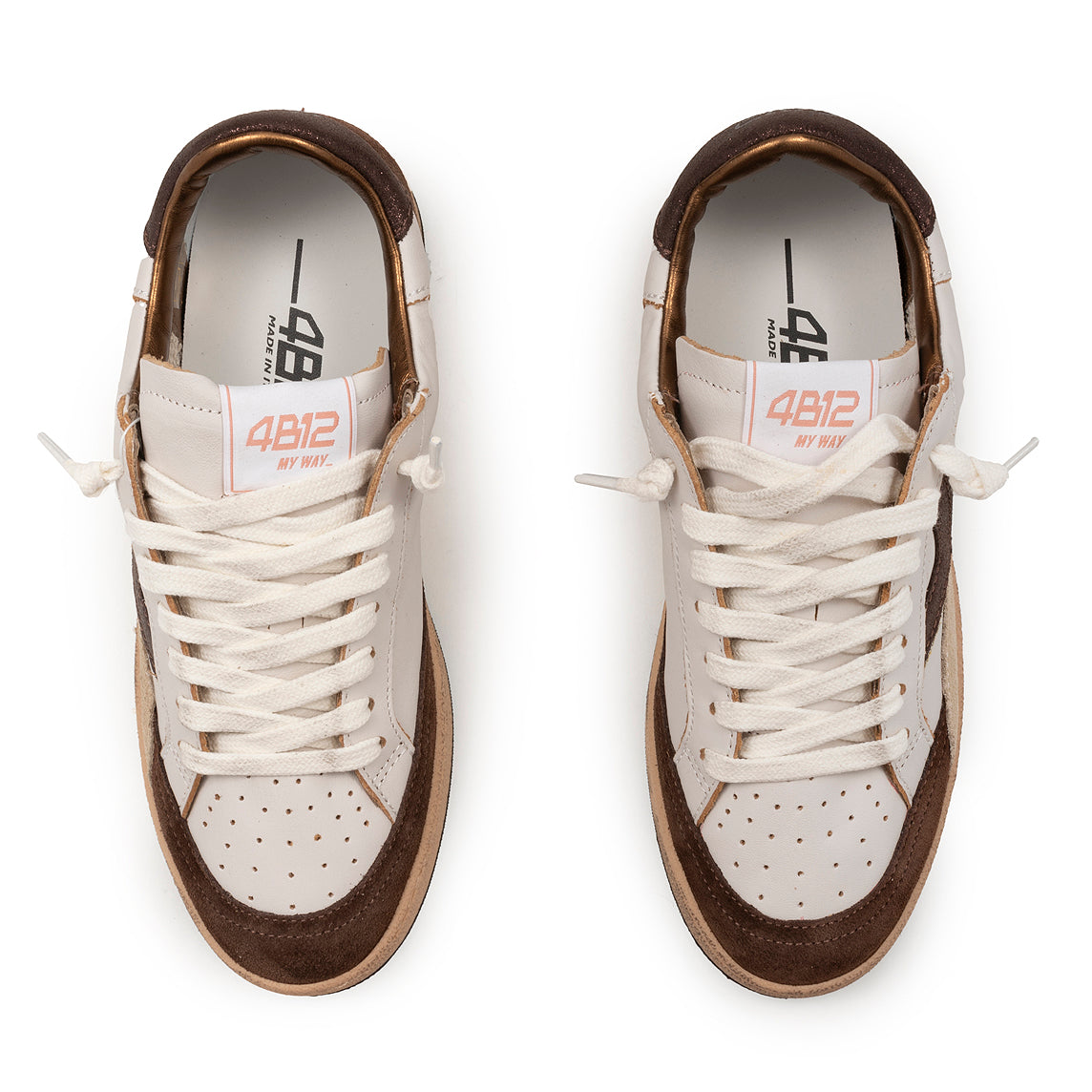 4B12 - Sneakers - Playnew D2045 - White/Bronze
