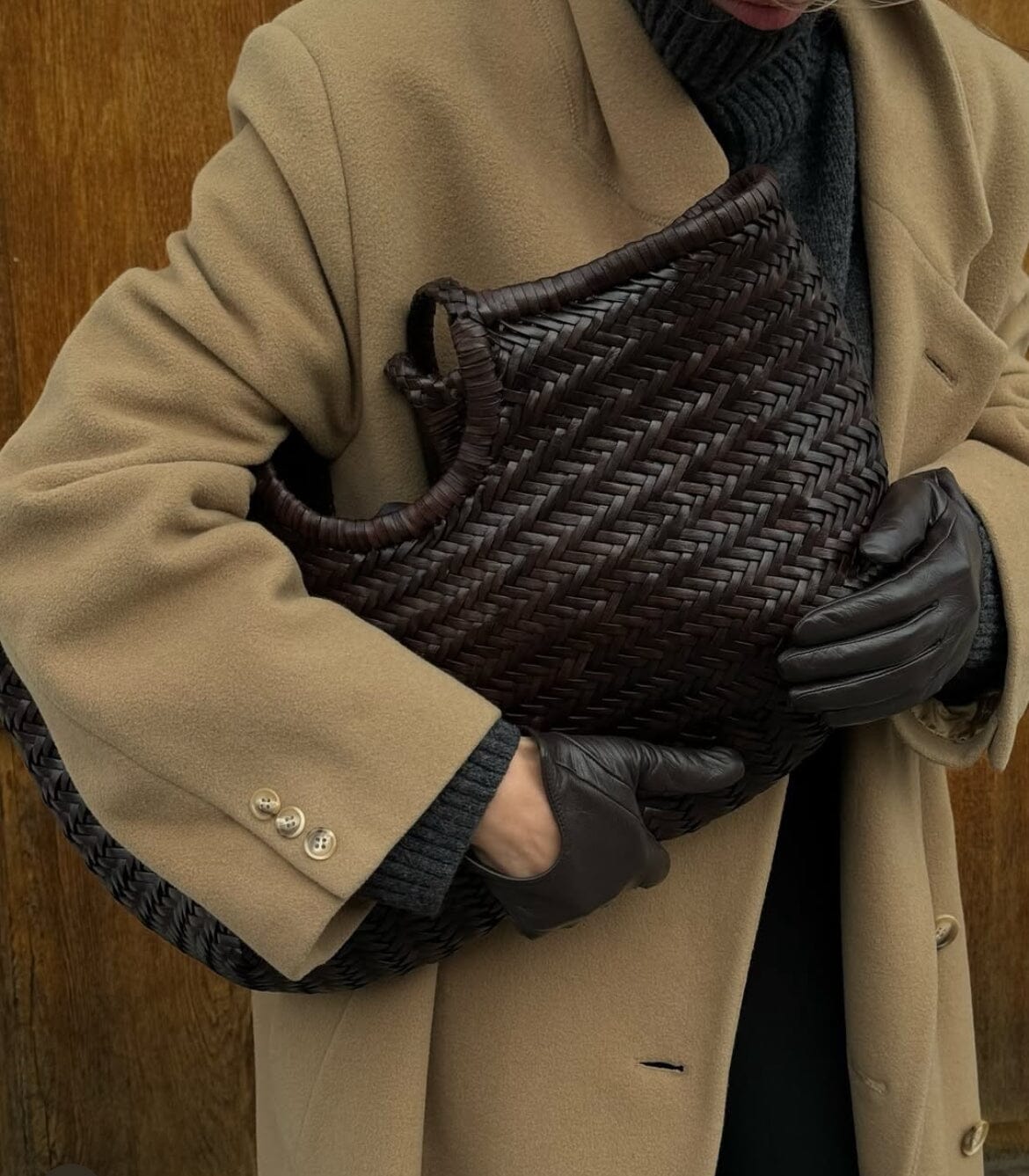 DRAGON DIFFUSION - Borsa intrecciata Nantucket 8822 - Dark Brown DRAGON 