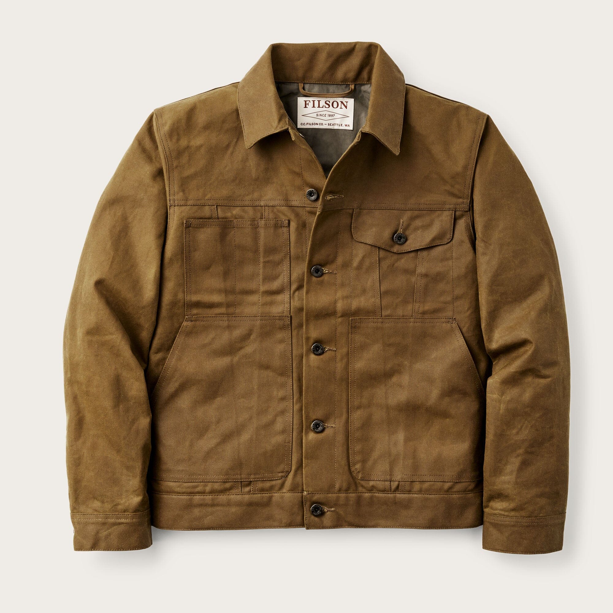FILSON - Tin cloth short lined cruiser jacket CPS0012 - Dark tan Abbigliamento Uomo FILSON 