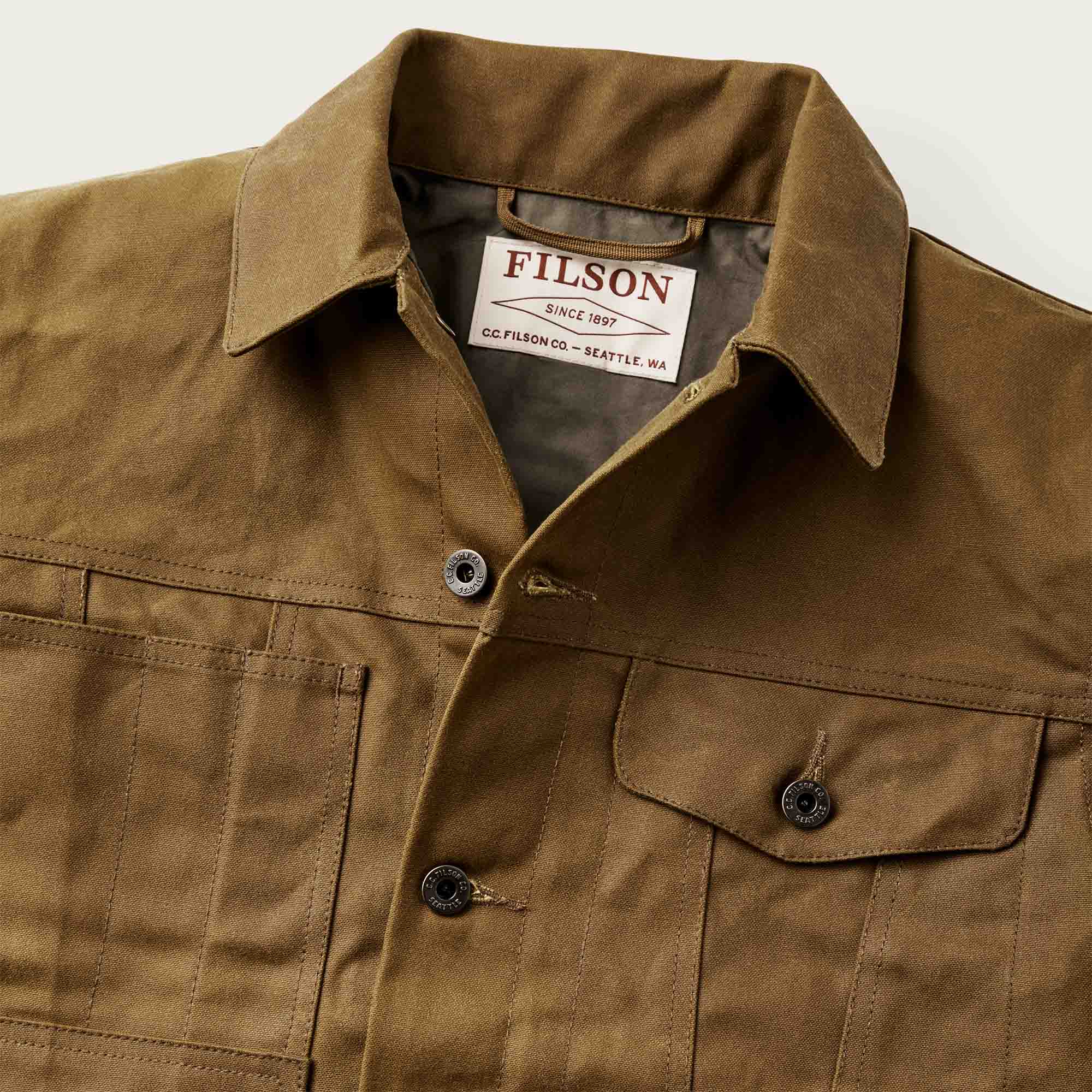 FILSON - Tin cloth short lined cruiser jacket CPS0012 - Dark tan Abbigliamento Uomo FILSON 