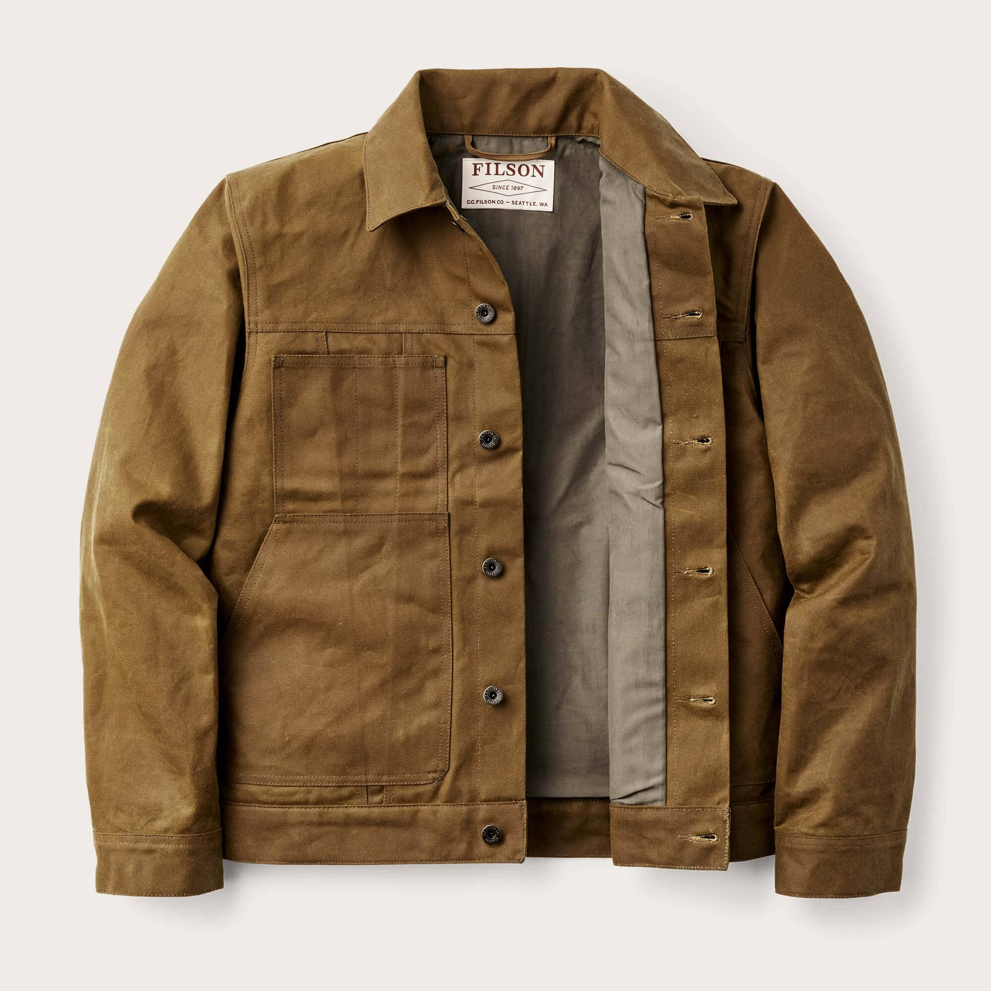 FILSON - Tin cloth short lined cruiser jacket CPS0012 - Dark tan Abbigliamento Uomo FILSON 