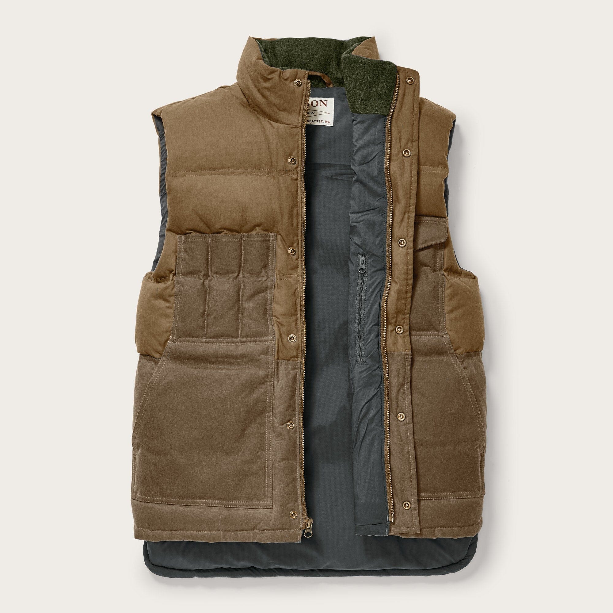 FILSON - Down cruiser vest oiled cover GIL0005 - Dark tan Abbigliamento Uomo FILSON 