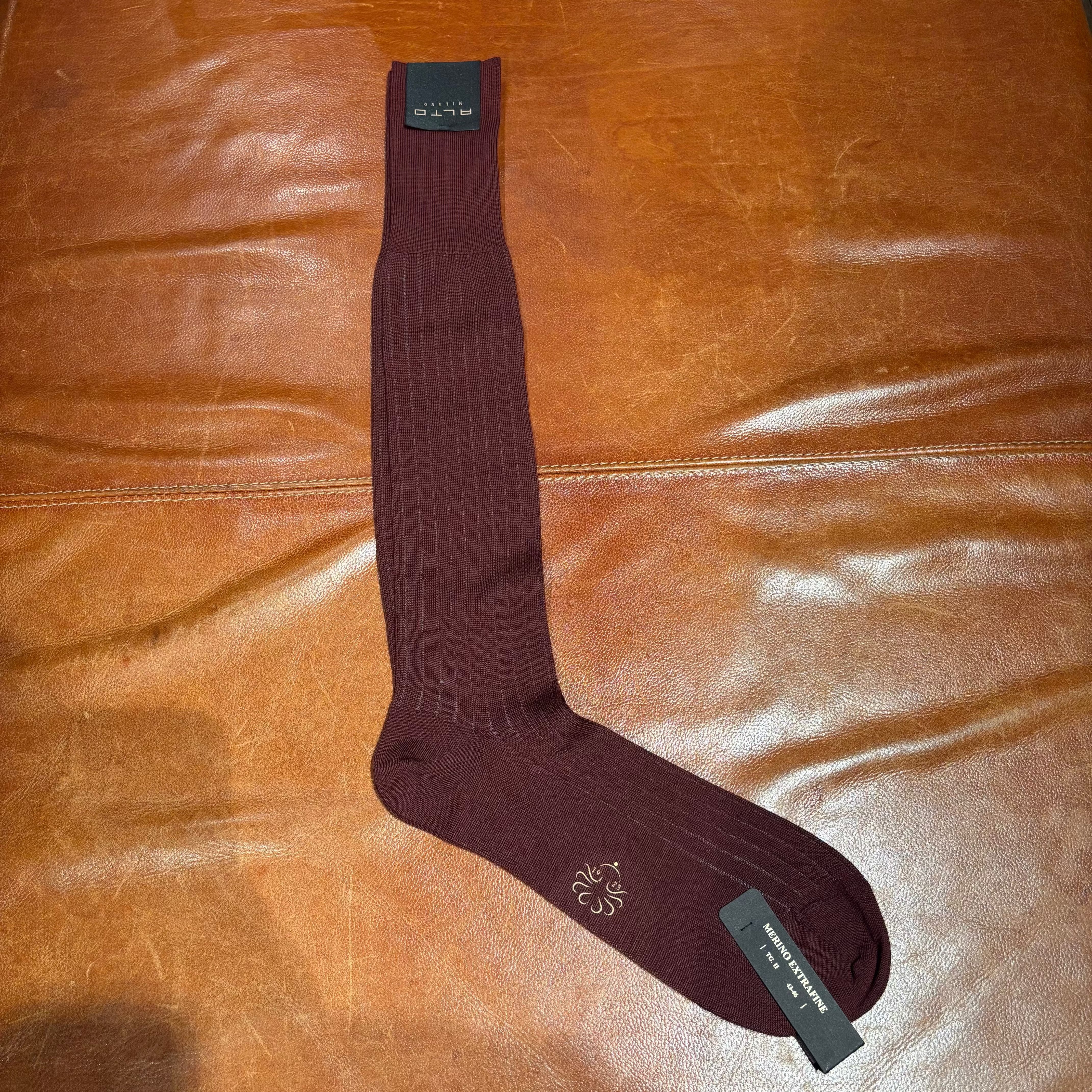 ALTO MILANO - Brock lungo - Calzino lana merino extrafine - Bordeaux 006A Accessori Uomo Alto Milano 
