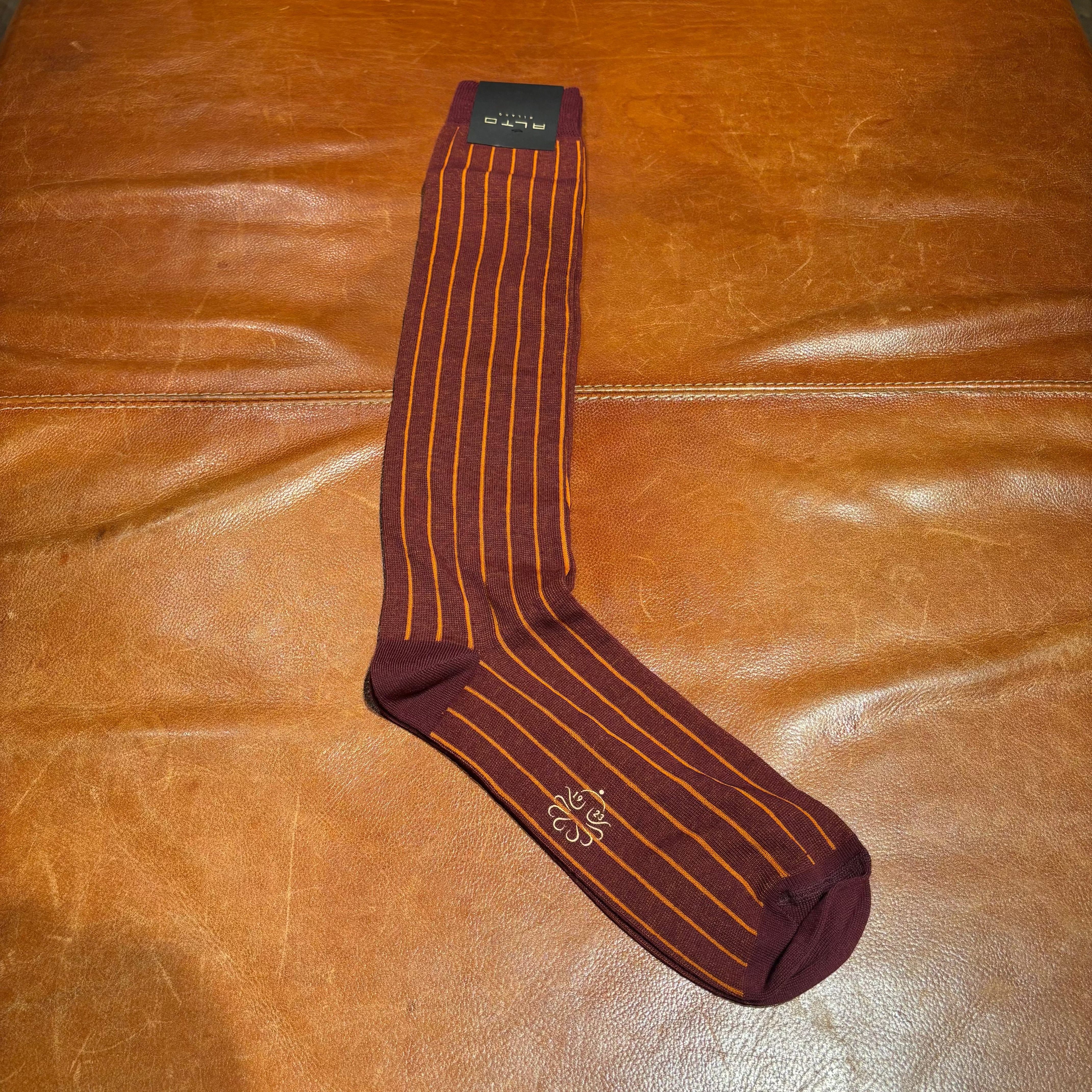 ALTO MILANO - N. 045 lungo - Calzino cotone - Bordeaux 36 Accessori Uomo Alto Milano 