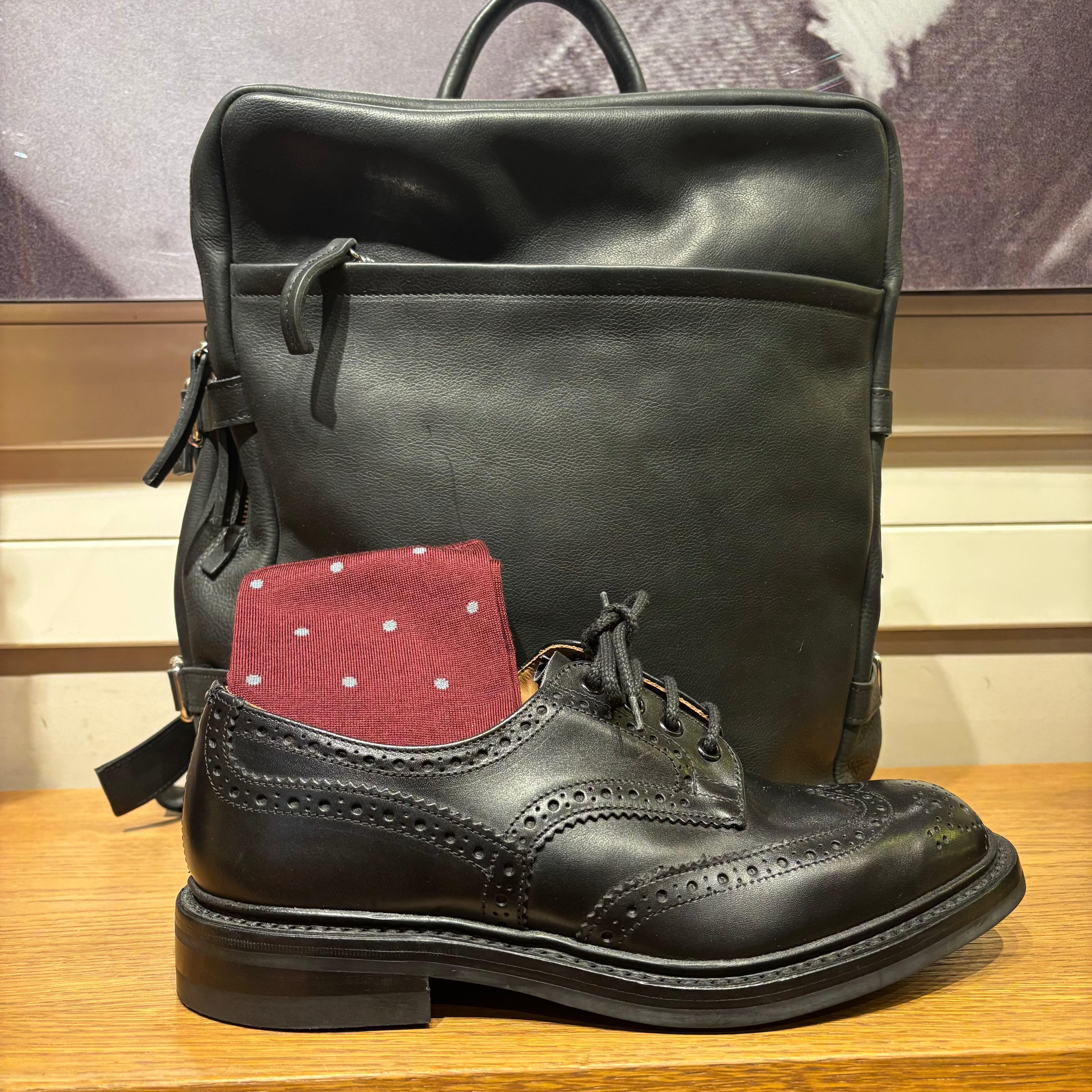 ALTO MILANO - Bill lungo - Calzino lana merino extrafine - Bordeaux 006 pois Accessori Uomo Alto Milano 