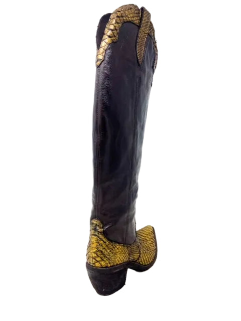 FAUZIAN JEUNESSE - EW - Stivale Texano  PYTHON - Oro Ebano